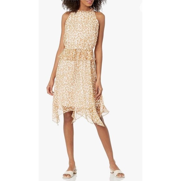 Sam Edelman Dresses & Skirts - Sam Edelman Women's Animal Print Cheetah Halter Hankerchief Dress Size 6